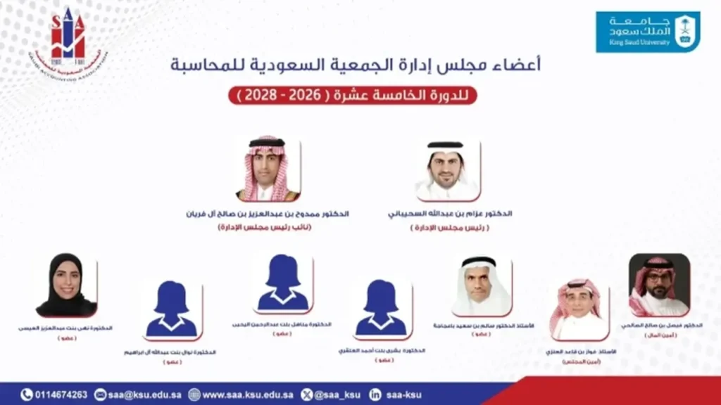 إعلان الأسماء.. تشكيل مجلس إدارة الجمعية السعودية للمحاسبة يظهر للعلن بوجوه جديدة